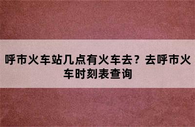 呼市火车站几点有火车去？去呼市火车时刻表查询