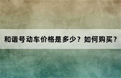 和谐号动车价格是多少？如何购买？
