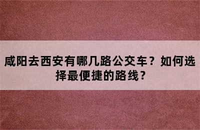 咸阳去西安有哪几路公交车？如何选择最便捷的路线？