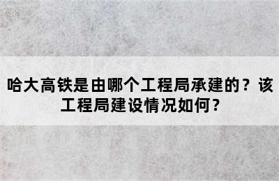 哈大高铁是由哪个工程局承建的？该工程局建设情况如何？