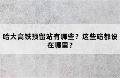 哈大高铁预留站有哪些？这些站都设在哪里？