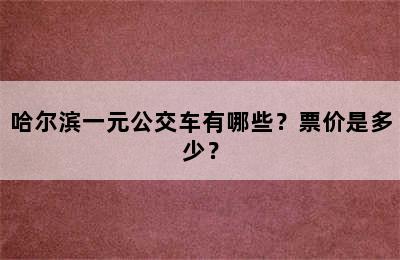 哈尔滨一元公交车有哪些？票价是多少？