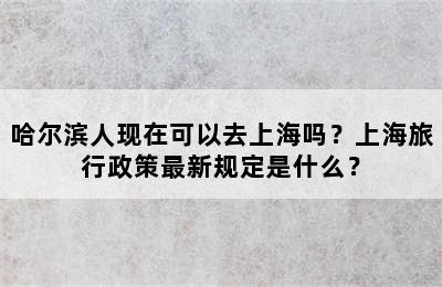 哈尔滨人现在可以去上海吗？上海旅行政策最新规定是什么？