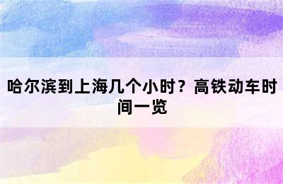 哈尔滨到上海几个小时？高铁动车时间一览