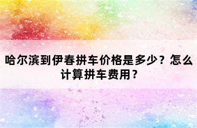 哈尔滨到伊春拼车价格是多少？怎么计算拼车费用？