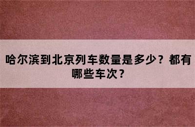 哈尔滨到北京列车数量是多少？都有哪些车次？