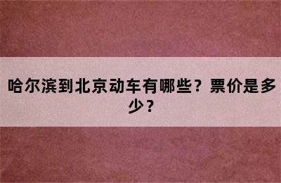 哈尔滨到北京动车有哪些？票价是多少？