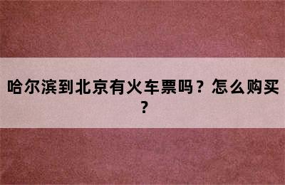 哈尔滨到北京有火车票吗？怎么购买？