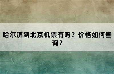 哈尔滨到北京机票有吗？价格如何查询？