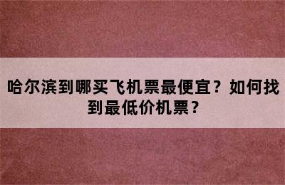 哈尔滨到哪买飞机票最便宜？如何找到最低价机票？