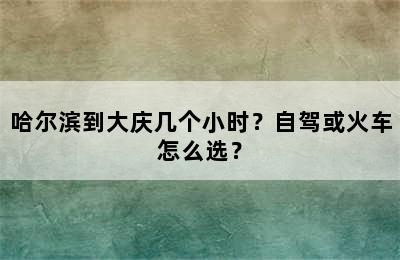 哈尔滨到大庆几个小时？自驾或火车怎么选？