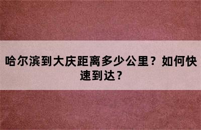 哈尔滨到大庆距离多少公里？如何快速到达？
