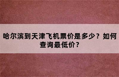 哈尔滨到天津飞机票价是多少？如何查询最低价？