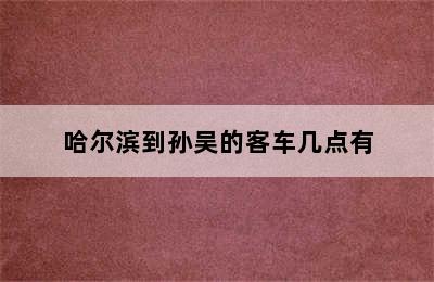 哈尔滨到孙吴的客车几点有