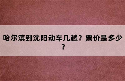 哈尔滨到沈阳动车几趟？票价是多少？