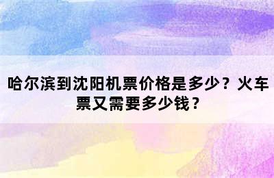 哈尔滨到沈阳机票价格是多少？火车票又需要多少钱？