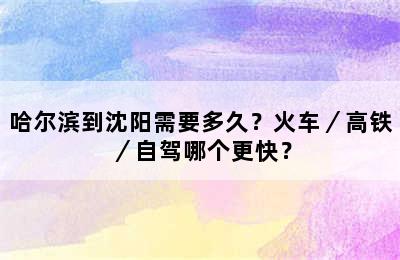 哈尔滨到沈阳需要多久？火车／高铁／自驾哪个更快？
