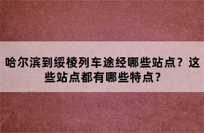 哈尔滨到绥棱列车途经哪些站点？这些站点都有哪些特点？