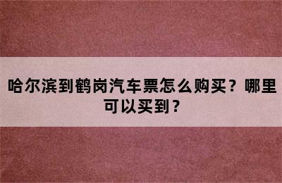 哈尔滨到鹤岗汽车票怎么购买？哪里可以买到？