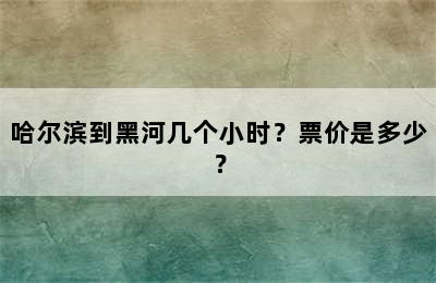 哈尔滨到黑河几个小时？票价是多少？