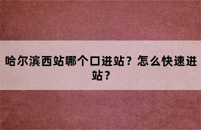 哈尔滨西站哪个口进站？怎么快速进站？