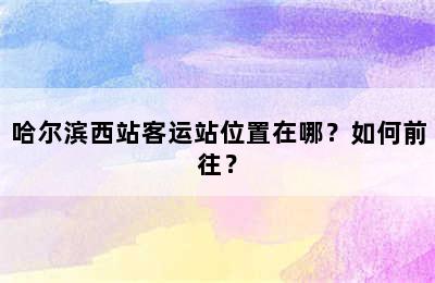 哈尔滨西站客运站位置在哪？如何前往？