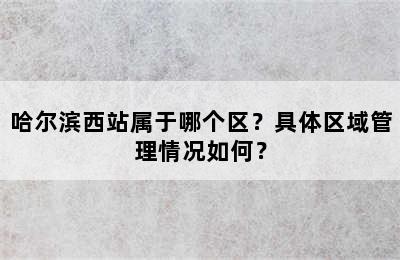 哈尔滨西站属于哪个区？具体区域管理情况如何？