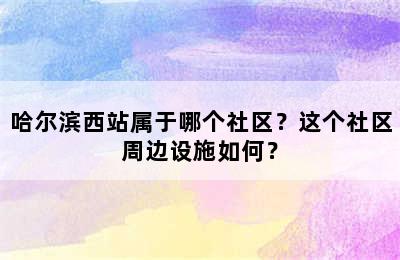 哈尔滨西站属于哪个社区？这个社区周边设施如何？