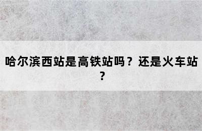 哈尔滨西站是高铁站吗？还是火车站？