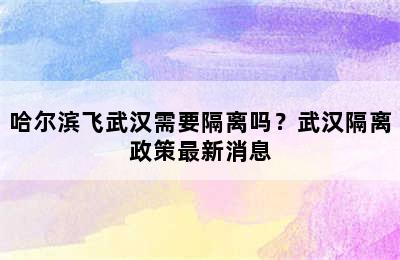 哈尔滨飞武汉需要隔离吗？武汉隔离政策最新消息