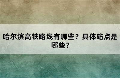 哈尔滨高铁路线有哪些？具体站点是哪些？