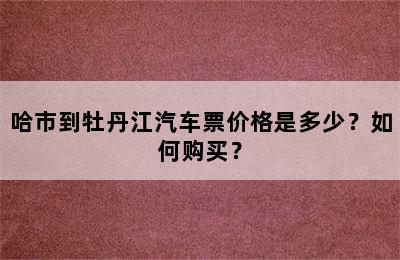 哈市到牡丹江汽车票价格是多少？如何购买？