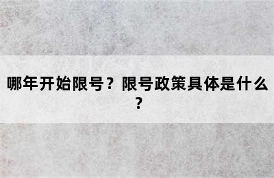 哪年开始限号？限号政策具体是什么？