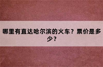 哪里有直达哈尔滨的火车？票价是多少？