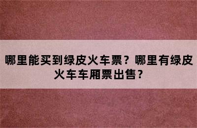 哪里能买到绿皮火车票？哪里有绿皮火车车厢票出售？