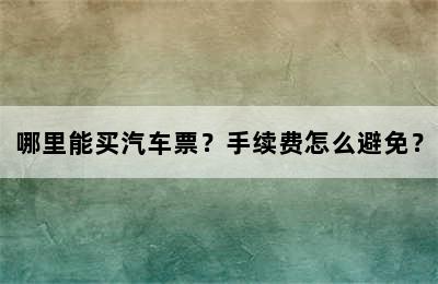 哪里能买汽车票？手续费怎么避免？