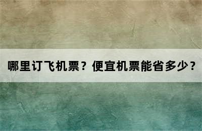 哪里订飞机票？便宜机票能省多少？