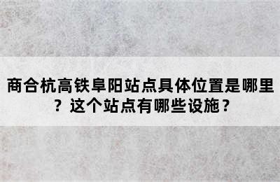 商合杭高铁阜阳站点具体位置是哪里？这个站点有哪些设施？