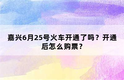嘉兴6月25号火车开通了吗？开通后怎么购票？