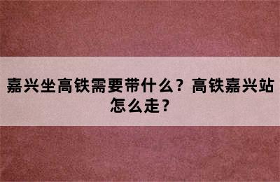 嘉兴坐高铁需要带什么？高铁嘉兴站怎么走？