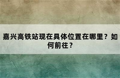 嘉兴高铁站现在具体位置在哪里？如何前往？