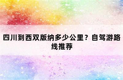 四川到西双版纳多少公里？自驾游路线推荐