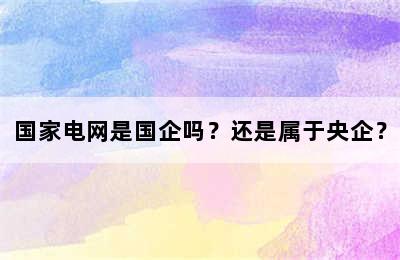 国家电网是国企吗？还是属于央企？