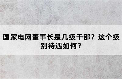 国家电网董事长是几级干部？这个级别待遇如何？