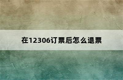 在12306订票后怎么退票