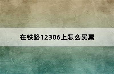 在铁路12306上怎么买票