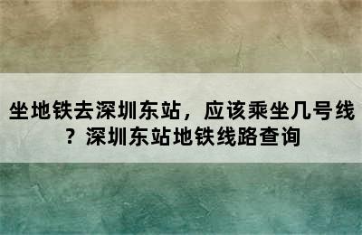 坐地铁去深圳东站，应该乘坐几号线？深圳东站地铁线路查询