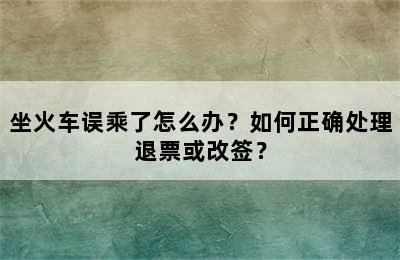 坐火车误乘了怎么办？如何正确处理退票或改签？