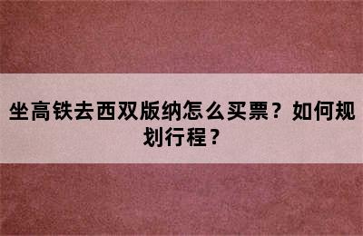 坐高铁去西双版纳怎么买票？如何规划行程？