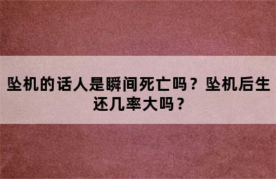 坠机的话人是瞬间死亡吗？坠机后生还几率大吗？